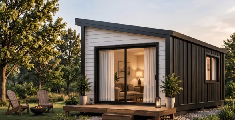 Render del exterior del refugio Eco Nordic 28