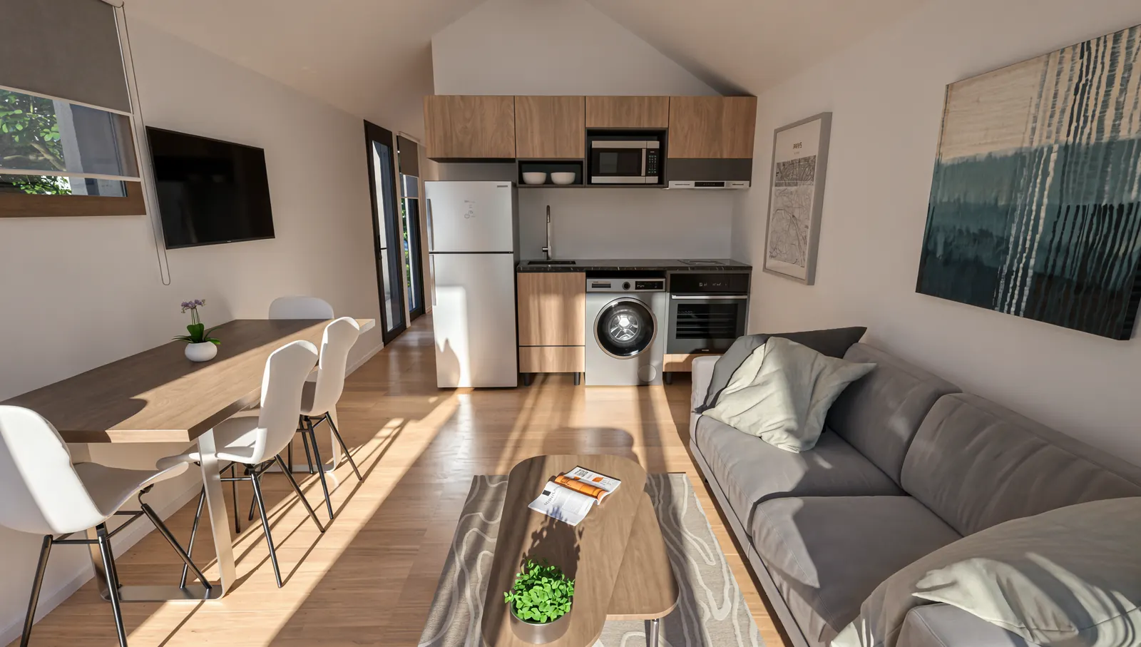 Living comedor con cocina integrada del Store Ørn