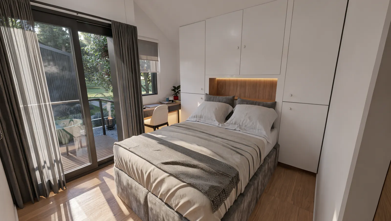 Dormitorio principal del Store Ørn con placard